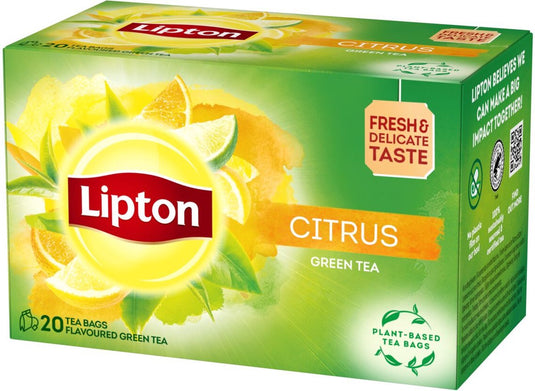 Lipton clear green tea citrus - 240 theezakjes - groene thee citrus - 12 x 20 zakjes - voordeelverpakking