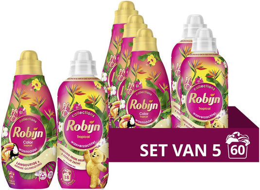 Robijn perfect match wasmiddel en wasverzachter pakket - tropical - 5 stuks - 60 wasbeurten