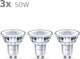 Philips led energiezuinige spot - 50 w - gu10 - koelwit licht - 3 stuks - bespaar op energiekosten