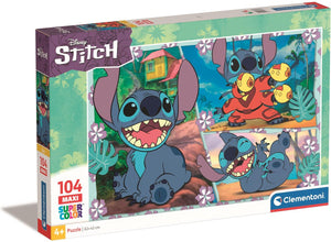 Clementoni legpuzzel super color maxi disney stitch, 104st.