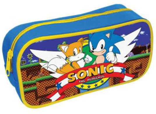 Pyramid international etui pennenzak - sonic the hedgehog - blauw geel - gameplay sonic tails - 22x11x5,5cm