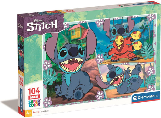 Clementoni legpuzzel super color maxi disney stitch, 104st.