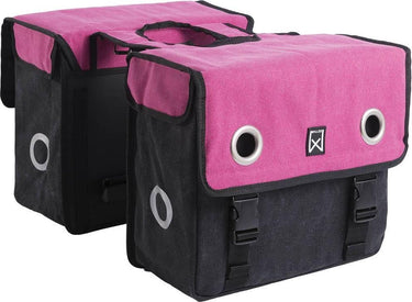 Willex canvas dubbele tas roze zwart