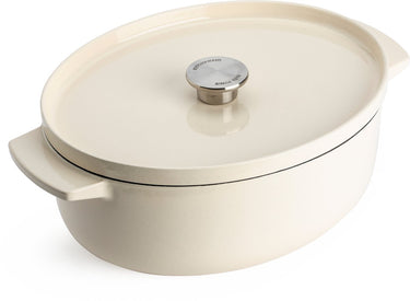 Kitchenaid braadpan 30cm - geëmailleerd gietijzer - amandel wit - ovaal