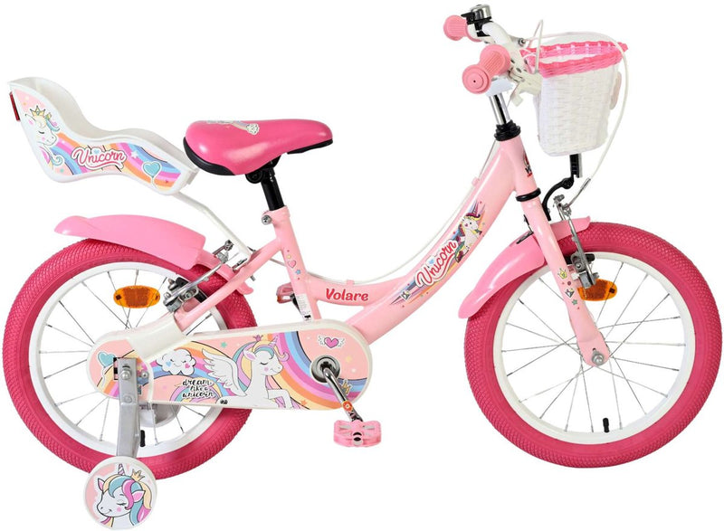 Load image into Gallery viewer, Volare unicorn kinderfiets - meisjes - 16 inch - roze - twee handremmen
