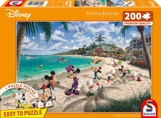 999games schmidt puzzel - thomas kinkade studios - disney, mickey minnie in florida, 200 stukjes - legpuzzel