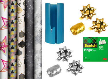 Haza kerst inpak pakket met papiersnijder