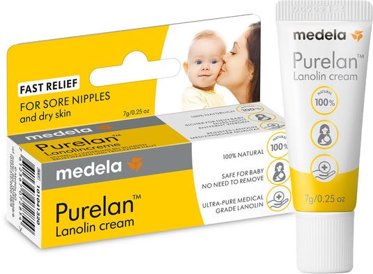 Medela purelan tepelzalf - lanoline tepelcrème - snelle verlichting bij pijnlijke tepels - tube 7gr