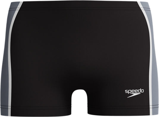 Speedo solid splice aquashort heren - strakke zwemshort heren - chloorbestendige zwemboxer heren - sportzwembroek heren met trekkoord - zwart grijs - s