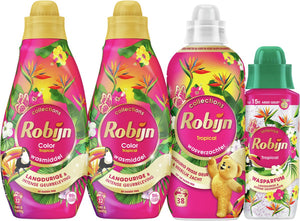 Robijn perfect match - tropical - 4 stuks - 2x wasmiddel + 1 wasverzachter + 1 wasparfum - voordeelverpakking