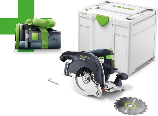 Festool hkc 55 eb-basic-5,0 accu pendelkapzaag 18v 5.0ah in systainer - 577034
