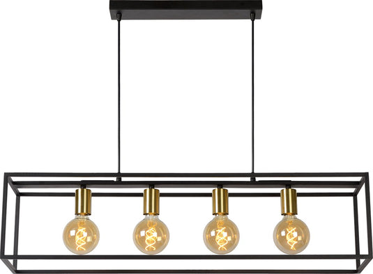 Lucide ruben - hanglamp - 4xe27 - zwart