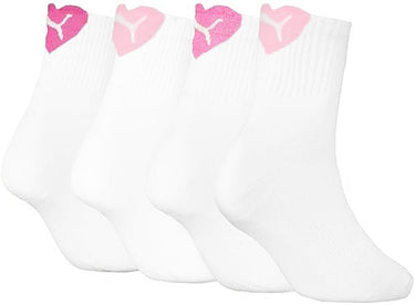 Puma dames 4p halfhoge sokken heart wit