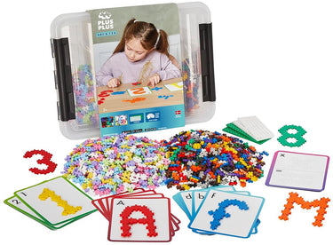 Plus-plus basic opbergbox abc 123 bouwset - 3923 - bouwspeelgoed - constructiespeelgoed - set met 2000 bouwstenen - vanaf 5 jaar