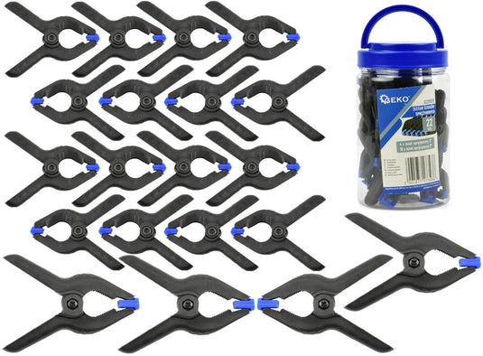 Geko set van 22 veerklemmen - kunststof - stalen veer - 50mm 75mm