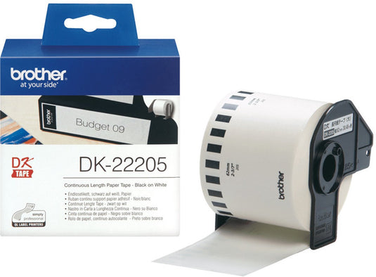 Brother etiket dk-22205 62mm 30-meter wit papier - doos van 3 stuks