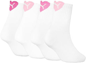 Puma dames 4p halfhoge sokken heart wit