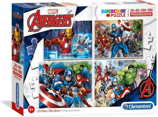 Clementoni legpuzzel 4-in-1 avengers - 20 60 100 180 stukjes