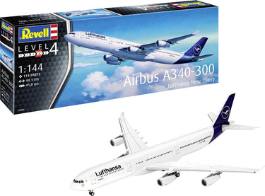 Revell modelbouwpakket vliegtuigen - 03803 airbus a340-300 -lufthansa- new livery - vliegtuig plastic - 1:144 - modelbouw