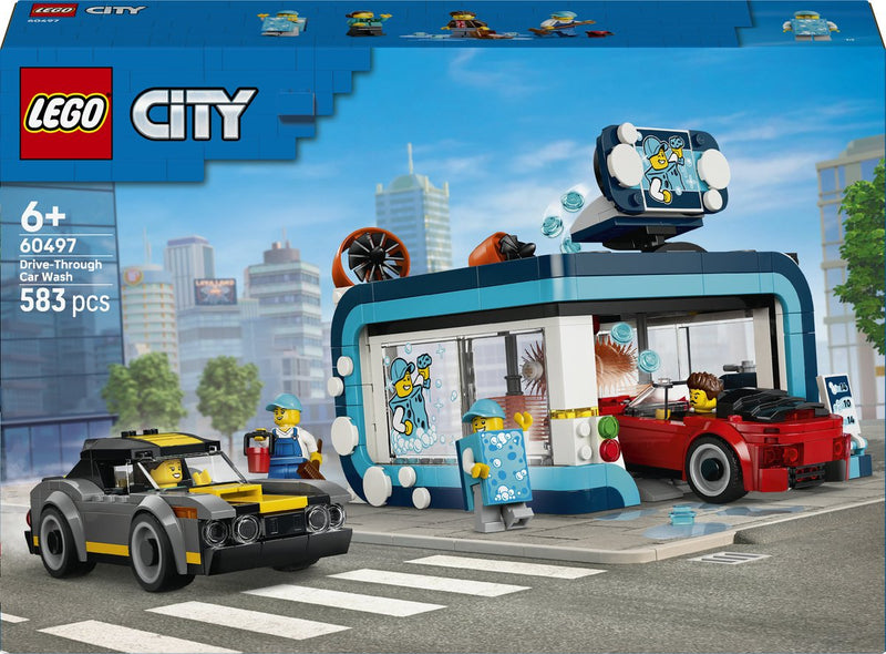 Afbeelding laden in galerijviewer, Lego city autowasstraat auto bouwpakket voor kinderen vanaf 6 jaar 60497
