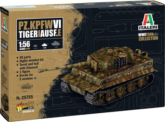 Italeri modelbouwpakket vliegtuigen - 25755 pz. kpfw. vi tiger i ausf. e - tank plastic - 1:56 - modelbouw