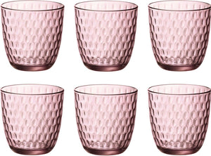 Bormioli rocco slot waterglas - 29 cl - roze - set-6