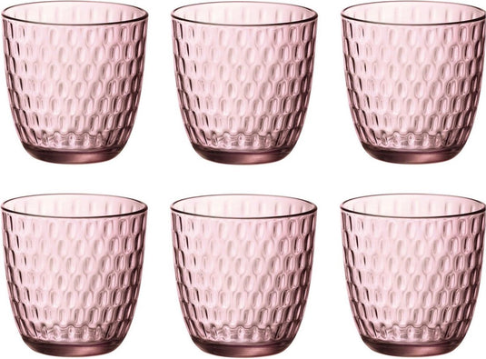 Bormioli rocco slot waterglas - 29 cl - roze - set-6