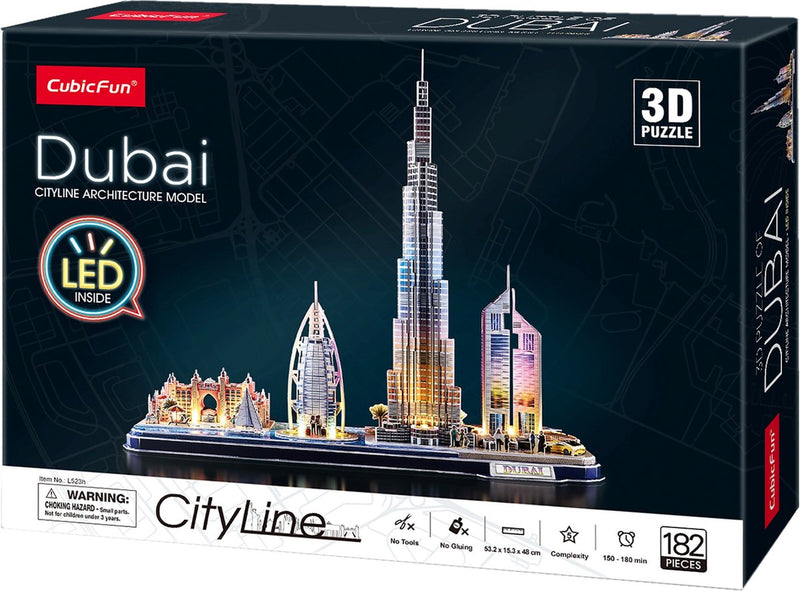 Load image into Gallery viewer, Cubic fun 3d puzzel city line dubai met led verlichting
