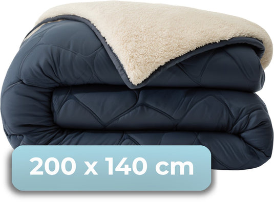 Hush. living hush living - wasbaar dekbed tweekleurig design navy teddy - 140x200 cm – 300 gsm - inclusief bijpassende kussensloop