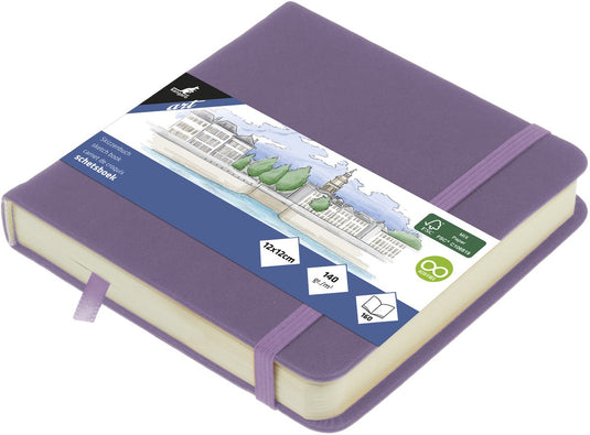Kangaro schetsboek - 12x12cm - heather purple - met elastiek en lint - k-861253