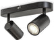 B.k.licht - opbouwspot - plafondspot met 2 lichtpunte - draaibar - gu10 fitting - zwart - metaal - l: 27cm