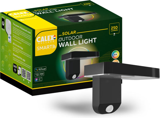 Calex smart outdoor solar buitenlamp - slimme wandlamp - rgb en warm wit - zwart