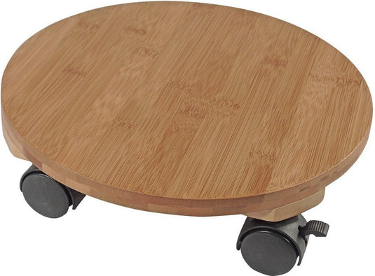 Nature - planttrolley met wieltjes - ø30cm - l - bamboe composiet