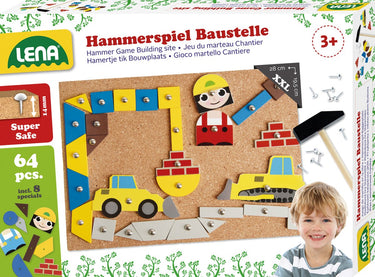 Lena kinderspel hamertje tik kurk hout metaal 64-delig