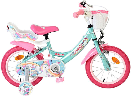 Volare unicorn kinderfiets - meisjes - 14 inch - groen - twee handremmen