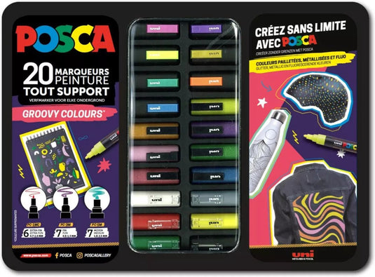 Posca uni uni verfmarker koffer groovy colours 20 stuks