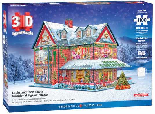Eurographics - kersthuis [christmas house] - 1100 stukjes - 3d kerstmis puzzel