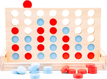 Woet ® houten 4 op een rij spel - houten speelgoed - gezelschapsspel voor kinderen volwassenen - actiespel - klassiek bordspel - vanaf 3 jaar