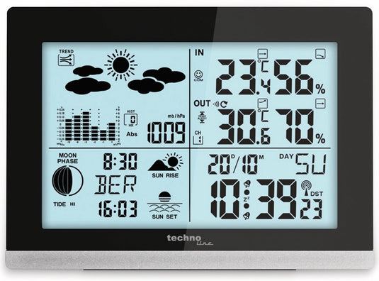 Technoline weerstation - ws 6762 - 158x113x40mm - zwart zilver - met 1 buitensensor 30m - tl-ws6762