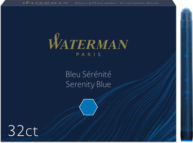 Waterman vulpeninktpatronen | lange international | uitwasbare blauwe inkt | 32 inktpatroon