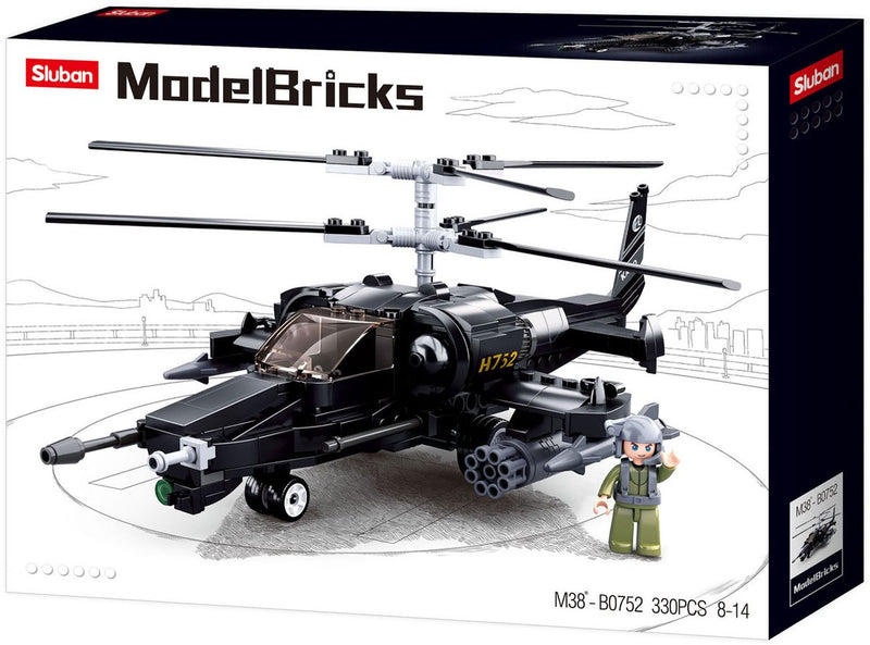 Load image into Gallery viewer, Sluban modelbricks gevechtshelikopter bouwspeelgoed – constructiespeelgoed – bouwset met 330 bouwstenen – m38-b0752 – vanaf 8 jaar
