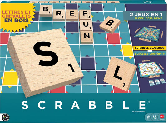 Mattel games scrabble - met houten blokjes - franse editie