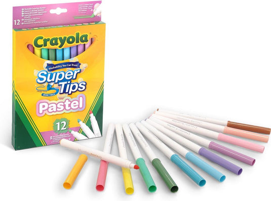 Crayola - supertips - viltstiften - 12 pastel viltstiften met superpunt - voor kinderen