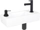 Differnz sapon fonteinset - 42.5x18.5x9cm - rechthoek - 1 kraangat - zwart mat - keramiek wit