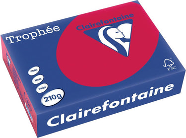 Clairefontaine trophée intens, gekleurd papier, a4, 210 g, 250 vel, kersenrood