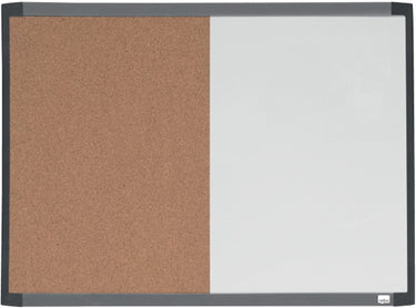 Nobo combinatiebord met gewelfde lijst - prikbord en whiteboard in 1 - 58,5 x 43cm - inclusief whiteboard accessoires - wit natuurbruin