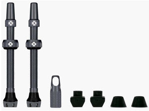 Muc-off tubeless ventiel set v2 - racefiets en mountainbike ventielen - 44mm - grijs - 6061 aluminium - universele montage