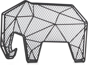 Kikkerland brievenhouder - grafische olifant - zwart - organiser - metaal - 25x15x9cm