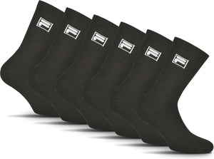 Fila - crew sportsokken - 6 pack - maat 43 46 - zwart - small logo