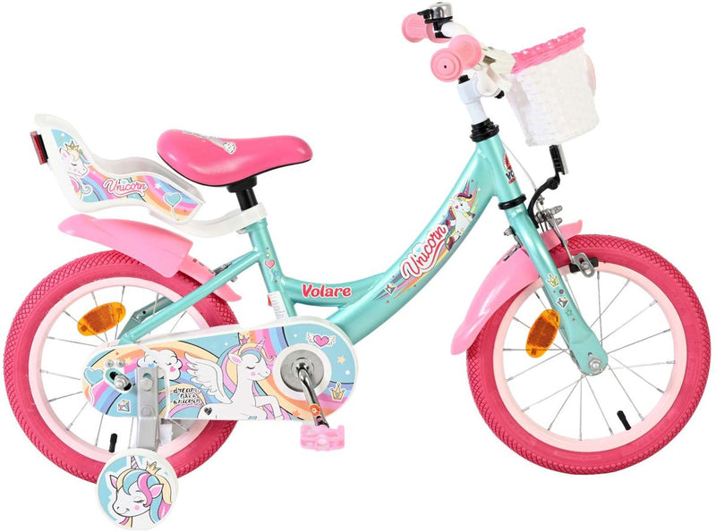 Load image into Gallery viewer, Volare unicorn kinderfiets - meisjes - 14 inch - groen
